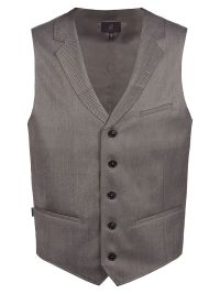 Weste Fischgrät Herren Braun-Schwarz mit Reverskragen und 5-Knopfleiste